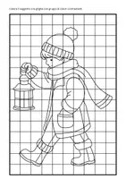 anteprima - Materiale per pittura e bricolage - Inverno: disegni a griglia da colorare, contrasti - Pagina 3