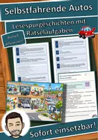 Vorschau - Arbeitsblätter - Selbstfahrende Autos – Chancen und Risiken – Lesespurgeschichte mit Rätselaufgaben (Klasse 10) - Deckblatt