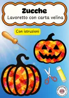 anteprima - Materiale per pittura e bricolage - Zucche con carta velina – decorazioni per finestre d'autunno e Halloween - Pagina di copertina