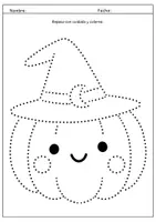 Vista previa - Hojas de trabajo - Dibujos para picar de otoño y Halloween: grafomotricidad - página 3