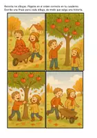 Vista previa - Hojas de trabajo - Historia en viñetas de otoño: el manzano (escritura sencilla) - página 2