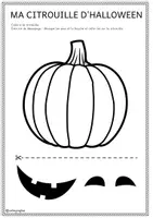 Aperçu - Matériel pour travaux manuels / dessin - Exercice de découpage : ma citrouille d'Halloween à décorer - Page 1
