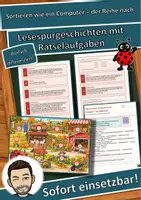 Vorschau - Arbeitsblätter - Sortieren wie ein Computer – der Reihe nach – Lesespurgeschichte mit Rätselaufgaben (Klasse 1) - Deckblatt