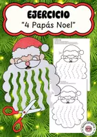 Vista previa - Hojas de trabajo - Ejercicio de recorte de Navidad: papás Noel (carné de tijeras) - Portada