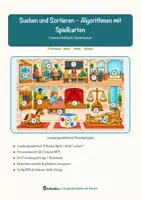 Vorschau - Arbeitsblätter - Suchen und Sortieren – Algorithmen mit Spielkarten – Lesespurgeschichte mit Rätselaufgaben (Klasse 6) - Seite 1