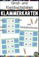 Vorschau - Stationenlernen - Groß- und Kleinbuchstaben zuordnen - Klammerkarten - Deckblatt