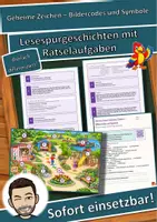 Vorschau - Arbeitsblätter - Geheime Zeichen – Bildercodes und Symbole – Lesespurgeschichte mit Rätselaufgaben (Klasse 1) - Deckblatt