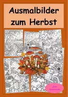 Vorschau - Arbeitsblätter - Herbst-Ausmalbilder – 5 Motive zum Ausmalen - Malvorlagen Herbst - Deckblatt