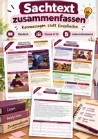 Vorschau - Arbeitsblätter - Sachtext zusammenfassen: Kernaussagen statt Einzelheiten | Unterrichtsstunde mit Materialien, Arbeitsblättern und Lösungen | Deutsch Klasse 9/10 - Deckblatt