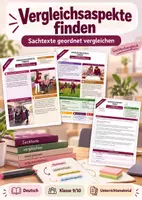 Vorschau - Arbeitsblätter - Sachtextvergleich: Vergleichsaspekte finden und ein Vergleichsraster anlegen | Unterrichtsstunde mit Materialien, Arbeitsblättern und Lösungen | Deutsch Klasse 9/10 - Deckblatt