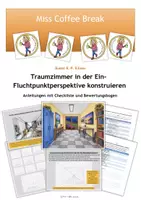 Vorschau - Präsentationen/Tafelbilder - Perspektivisch zeichnen mit Fluchtpunkt - Traumzimmer in der Ein-Fluchtpunktperspektive / Zentralperspektive (Kunst 8.-9. Klasse) - Deckblatt