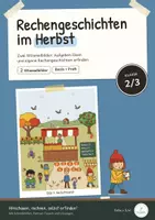 Vorschau - Arbeitsblätter - Rechengeschichten Herbst Klasse 2-3 | Wimmelbild, Sachaufgaben, Textaufgaben, Mathe, Rechnen im Alltag, Freiarbeit, Herbstmarkt, 2. Klasse, 3. Klasse - Deckblatt