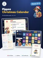 Vorschau - Interaktives Material - Englisch-Adventskalender Kl. 3–4 „Pippos Christmas Calendar“ – 24 Weihnachtswörter mit Anhören-Funktion - Deckblatt