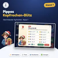 Vorschau - Interaktives Material - Kopfrechen-Adventskalender Klasse 1 – 240 Blitz-Aufgaben mit Timer fürs Whiteboard - Seite 1