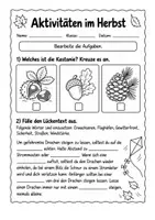 Vorschau - Arbeitsblätter - Aktivitäten im Herbst | Lesetext, Lückentext & kreative Aufgaben | Sachunterricht & Deutsch | Klasse 3–5 - Seite 1