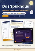 Vorschau - Arbeitsblätter - Das Spukhaus: Escape Room Halloween Mathe Klasse 4 - Rätselkarten + digitale Code-Eingabe | Zahlenraum bis 1000, schriftlich rechnen, Zehnerzahlen - Deckblatt