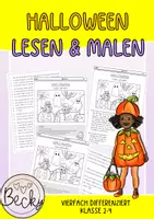 Vorschau - Arbeitsblätter - Lesen und malen (Halloween) vierfach differenziert - Deckblatt