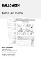 Vorschau - Arbeitsblätter - Lesen und malen (Halloween) vierfach differenziert - Seite 1