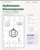 Vorschau - Mal- und Bastelvorlagen - Halloween-Klassenposter: 24 Teile gemeinsam gestalten - Deckblatt