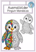 Vorschau - Mal- und Bastelvorlagen - Ausmalbilder Pinguin Mandala - Deckblatt