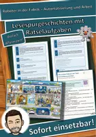 Vorschau - Arbeitsblätter - Roboter in der Fabrik – Automatisierung und Arbeit – Lesespurgeschichte mit Rätselaufgaben (Klasse 9) - Deckblatt