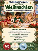 Vorschau - Arbeitsblätter - DaZ-Komplettpaket zum Thema Weihnachten, Wortschatzarbeit, Grammatik, Leseverstehen, Schreiben, Lernkontrolle und spielerische Wiederholung - Deckblatt