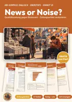 Vorschau - Unterrichtsreihen - Zeitungsartikel analysieren Englisch Oberstufe | Unterrichtseinheit 17 Seiten mit Lösungen | Quality Paper, Tabloid, Media | Abi-Kompass Englisch 21 - Deckblatt