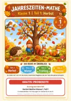 Vorschau - Arbeitsblätter - Herbst Mathe Klasse 1: Gratis-Probeseite (Zahlenraum bis 10) - Deckblatt
