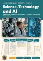 Vorschau - Unterrichtsreihen - Science Technology AI Englisch Oberstufe | Unterrichtseinheit 17 Seiten mit Lösungen | Frankenstein, Comment schreiben | Abi-Kompass Englisch 29 - Deckblatt