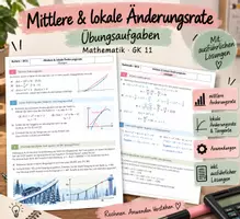 Vorschau - Arbeitsblätter - Mittlere & lokale Änderungsrate – Übungsblatt mit Lösungen - Deckblatt