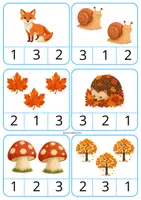 Aperçu - Apprentissages en autonomie - Cartes à pinces 1 à 3 - Automne - Page 1