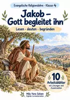 Vorschau - Arbeitsblätter - Jakob – Gott begleitet ihn | Religion Klasse 4 Arbeitsblätter | Evangelische Religionslehre | 10 Arbeitsblätter als PDF - Deckblatt