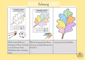 Vorschau - Arbeitsblätter - Kunst Herbst Grundschule - Herbstblatt Muster würfeln - Graphomotorik schulen - Schwungübungen - Kunst Klasse 1, Kunst Klasse 2 - Seite 3