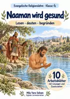 Vorschau - Arbeitsblätter - Naaman wird gesund | Religion Klasse 4 Arbeitsblätter | Evangelische Religionslehre | 10 Arbeitsblätter als PDF - Deckblatt