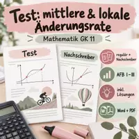Vorschau - Test - TEST - Änderungsraten von Funktionen, Mathe Kl. 11 - Deckblatt