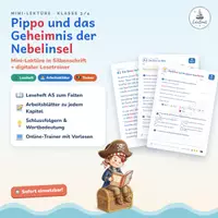 Vorschau - Arbeitsblätter - Mini-Lektüre „Pippo und das Geheimnis der Nebelinsel“: Leseheft in Silbenschrift + Arbeitsblätter zu jedem Kapitel + digitaler Lesetrainer (Klasse 3/4) - Seite 1
