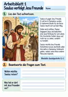 Vorschau - Arbeitsblätter - Paulus begegnet Jesus | Religion Klasse 4 Arbeitsblätter | Evangelische Religionslehre | 10 Arbeitsblätter als PDF - Seite 1