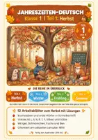 Vorschau - Unterrichtsreihen - Jahreszeiten-Paket Klasse 1: Mathe und Deutsch – 8 Hefte, 96 Arbeitsblätter mit Lösungen für das ganze Schuljahr - Seite 1