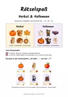 Vorschau - Arbeitsblätter - Rätsel Herbst & Halloween, DaZ, A1/ A2 differenziert - Seite 1