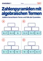 Vorschau - Arbeitsblätter - Zahlenpyramiden mit algebraischen Termen - Seite 1
