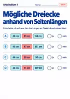Vorschau - Arbeitsblätter - Mögliche Dreiecke anhand von Seitenlängen - Seite 1