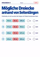 Vorschau - Arbeitsblätter - Mögliche Dreiecke anhand von Seitenlängen - Seite 2