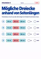 Vorschau - Arbeitsblätter - Mögliche Dreiecke anhand von Seitenlängen - Seite 3