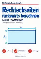 Vorschau - Arbeitsblätter - Rechteckseiten rückwärts berechnen - Deckblatt