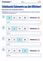 Vorschau - Arbeitsblätter - Unbekannte Datenwerte aus dem Mittelwert - Seite 1