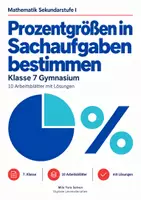Vorschau - Arbeitsblätter - Prozentgrößen in Sachaufgaben bestimmen - Deckblatt