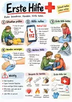 Vorschau - Arbeitsblätter - Lernposter + AB mit Fragen zum Thema "Erste Hilfe" + Lösungsblatt + Mindmap + Infografik - Deckblatt