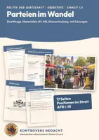 Vorschau - Unterrichtsreihen - Parteien Parteiensystem Politik Oberstufe | Unterrichtseinheit 17 Seiten mit Lösungen | Volksparteien, Populismus, Karikatur | Kontrovers gedacht 1.3 - Deckblatt