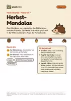 Vorschau - Arbeitsblätter - Herbst-Mandalas: Blätterkranz und Pilzkreis | 2 ganzseitige Mandalas zum Ausmalen, große Felder | Klasse 1–2 | Kunst - Deckblatt