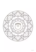 Vorschau - Arbeitsblätter - Herbst-Mandalas: Blätterkranz und Pilzkreis | 2 ganzseitige Mandalas zum Ausmalen, große Felder | Klasse 1–2 | Kunst - Seite 1